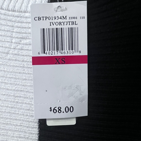 Cupio Blush Black and White Colorblock Sweater. Oversized dolman size XS NWT - Picture 3 of 10